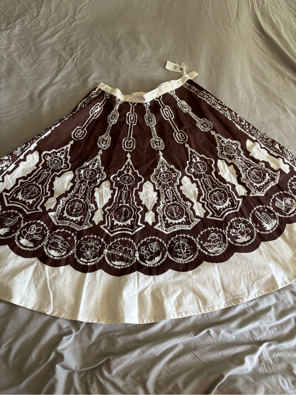 vintage 2env “to envy” bohemian-style full circle midi skirt